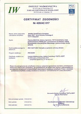 Certyfikat zgodności Nr 439/AC 017